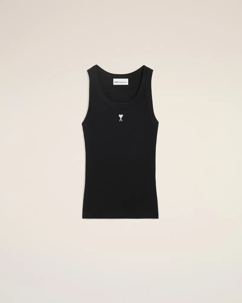 AMI Paris Schwarzes Ami De Coeur Baumwoll-Tanktop Schwarz für Damen Schwarz