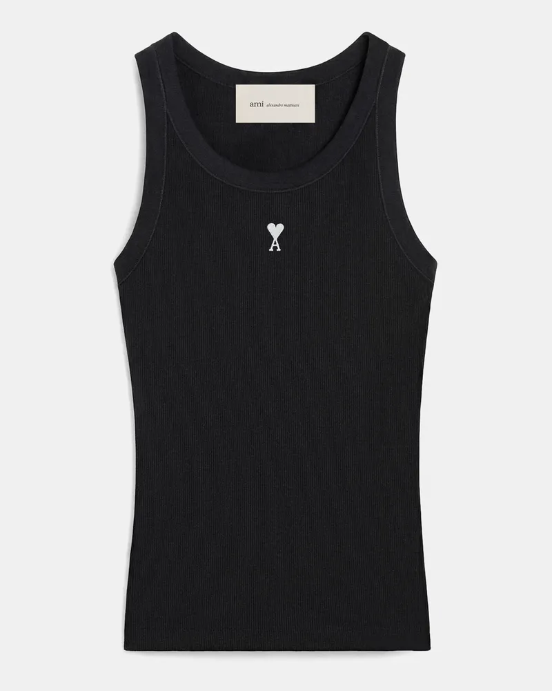 AMI Paris Schwarzes Ami De Coeur Baumwoll-Tanktop Schwarz für Damen Schwarz