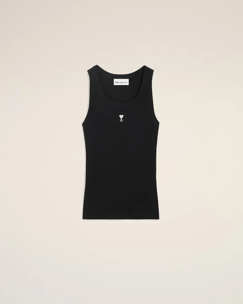 AMI Paris Schwarzes Ami De Coeur Baumwoll-Tanktop Schwarz für Damen Schwarz