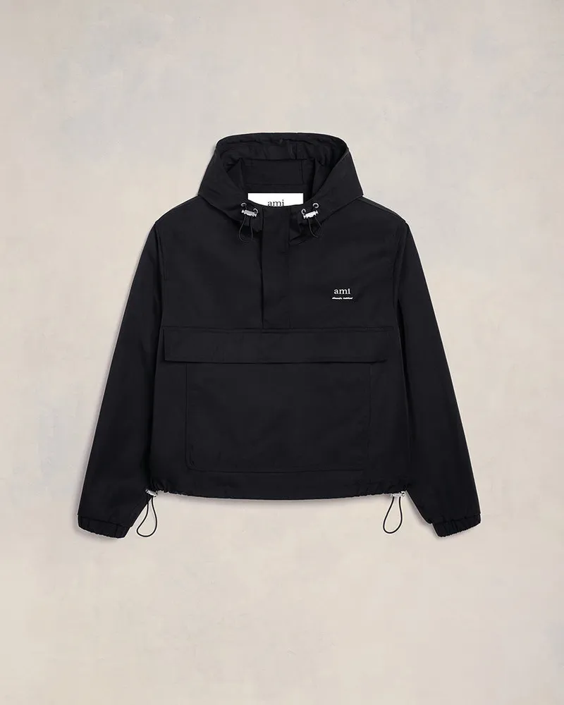AMI Paris Ami Alexandre Mattiussi Windjacke mit Kapuze Schwarz Unisex Schwarz