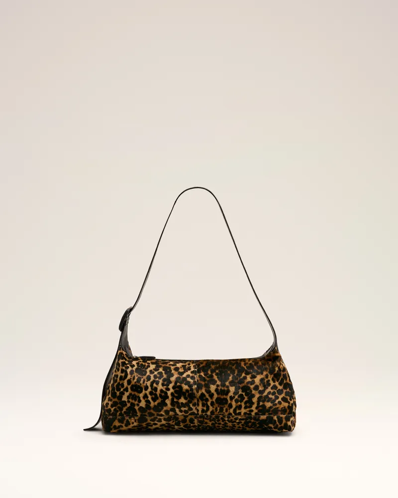 AMI Paris Etienne Crossbody-Tasche aus bedrucktem Kuhleder mit Leopardenmuster, klein Beige - Größe Unisex Sand