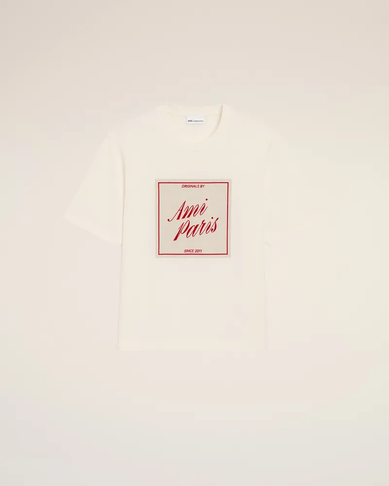 AMI Paris Weißes Ami Paris Heritage T-Shirt aus Baumwolle mit Print Weiß Unisex Weiss
