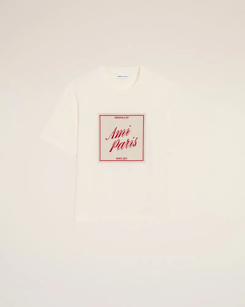 AMI Paris Weißes Ami Paris Heritage T-Shirt aus Baumwolle mit Print Weiß Unisex Weiss