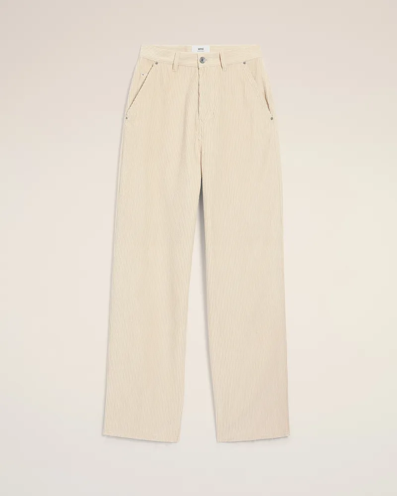 AMI Paris Large-Fit-Hose aus weißer Baumwolle Weiß für Damen Ivory