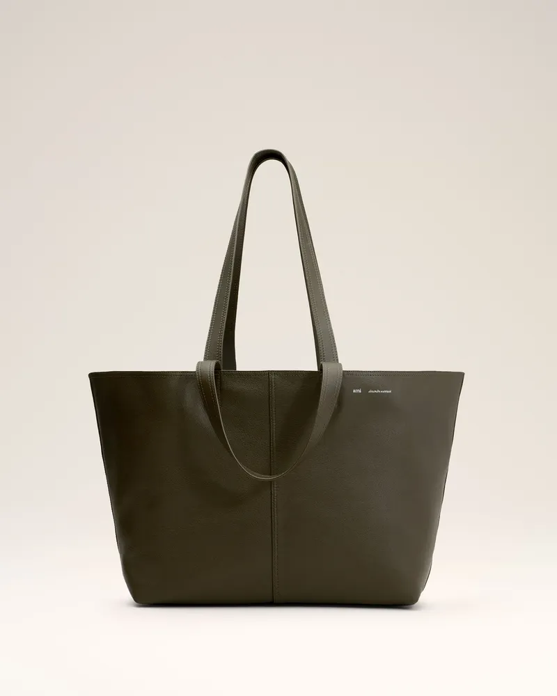 AMI Paris Grüne Midi Tote Bag aus Leder Grün Unisex Black