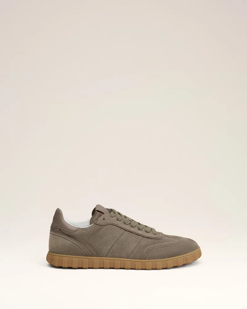 AMI Paris Step Low-Top-Sneaker aus beigefarbenem Leder Grau Unisex Ash