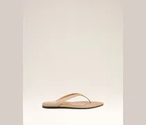 Beigefarbene Flip-Flops aus Lammleder mit spitzer Zehenpartie Beige für Damen