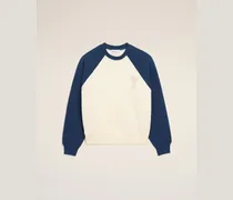 Weiß-blaues Ami De Coeur Sweatshirt aus Baumwollstrick Blau Unisex
