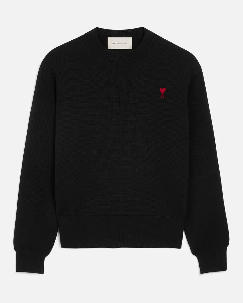 AMI Paris Ami de Coeur Pullover aus schwarzer Wolle Schwarz - Größe für Herren Schwarz