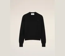 Ami De Coeur Pullover mit Rundhalsausschnitt aus schwarzer Wolle Schwarz für Herren