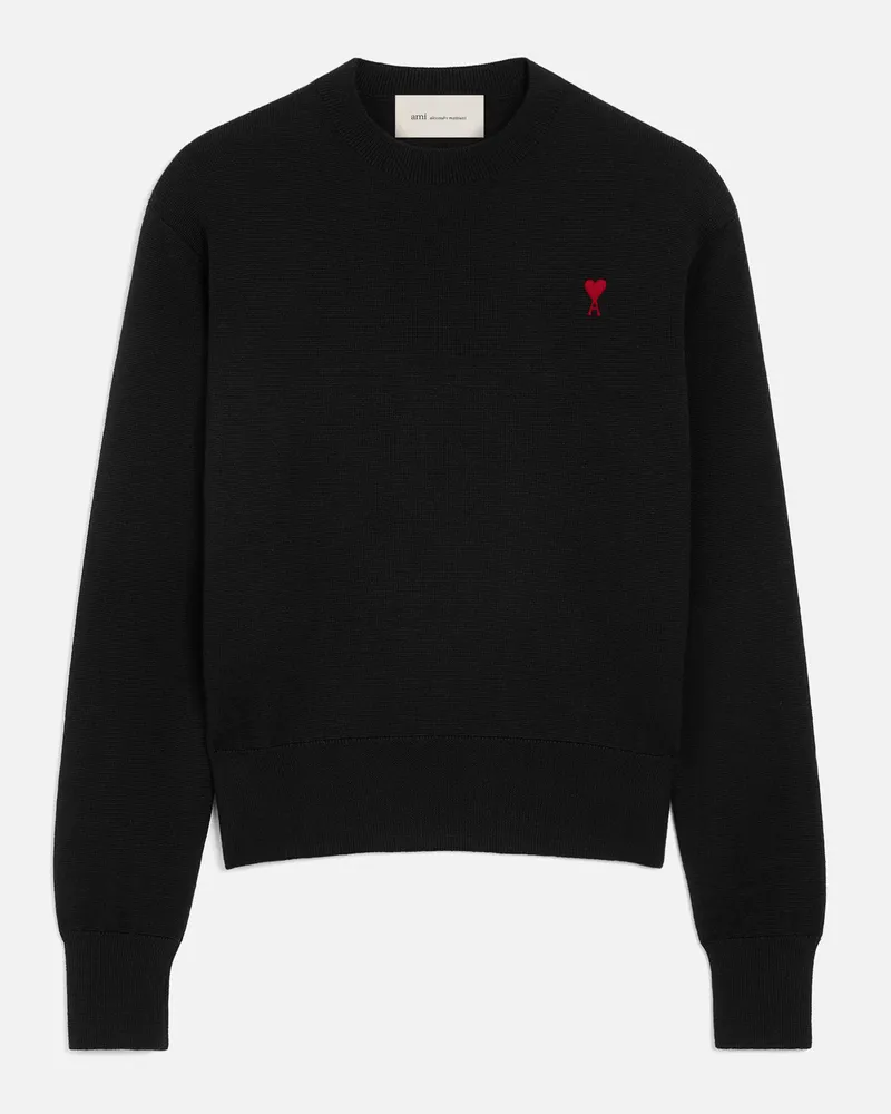 AMI Paris Ami de Coeur Pullover aus schwarzer Wolle Schwarz für Herren Schwarz