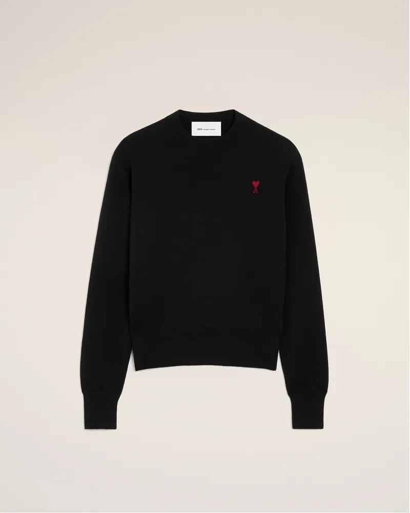 AMI Paris Ami de Coeur Pullover aus schwarzer Wolle Schwarz - Größe für Herren Schwarz