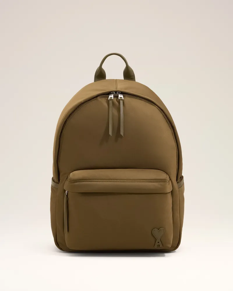 AMI Paris Marcel Rucksack aus braunem Nylon Braun - Größe Unisex Trüffel
