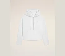Weißer gekürzter Ami De Coeur Kapuzenpullover aus Baumwolle Weiß für Damen