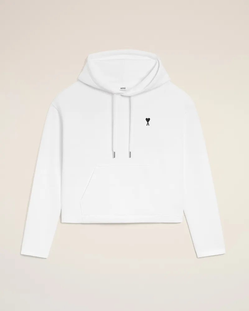 AMI Paris Ami De Coeur Kapuzenpullover aus weißer Baumwolle mit Kontrast Weiß für Damen Weiss