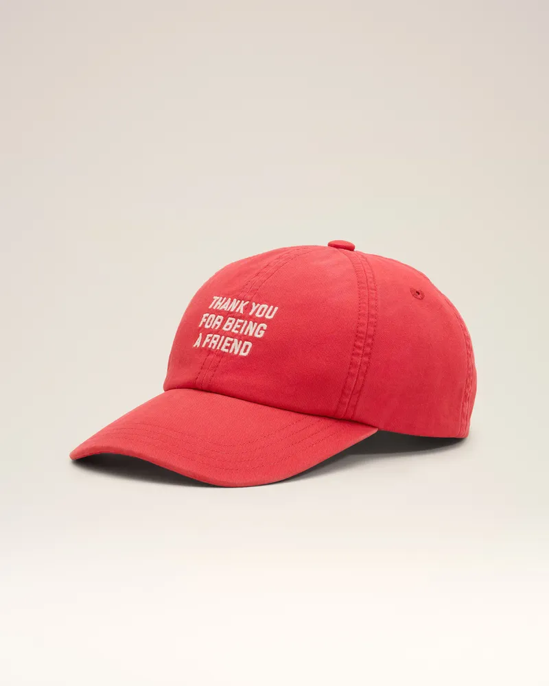 AMI Paris Rote Cap aus Baumwolle „Thank you for being a friend“ Rot - Größe Unisex Rubinrot