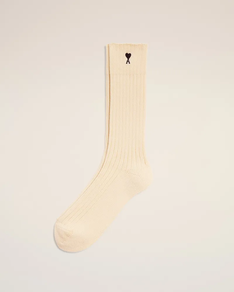AMI Paris Ami de Coeur Socken aus beiger Baumwolle Weiß Unisex Ivory