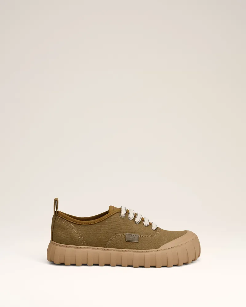 AMI Paris Tempo Low-Top-Sneaker aus Baumwoll-Canvas in Khaki Grün - Größe Unisex Khaki
