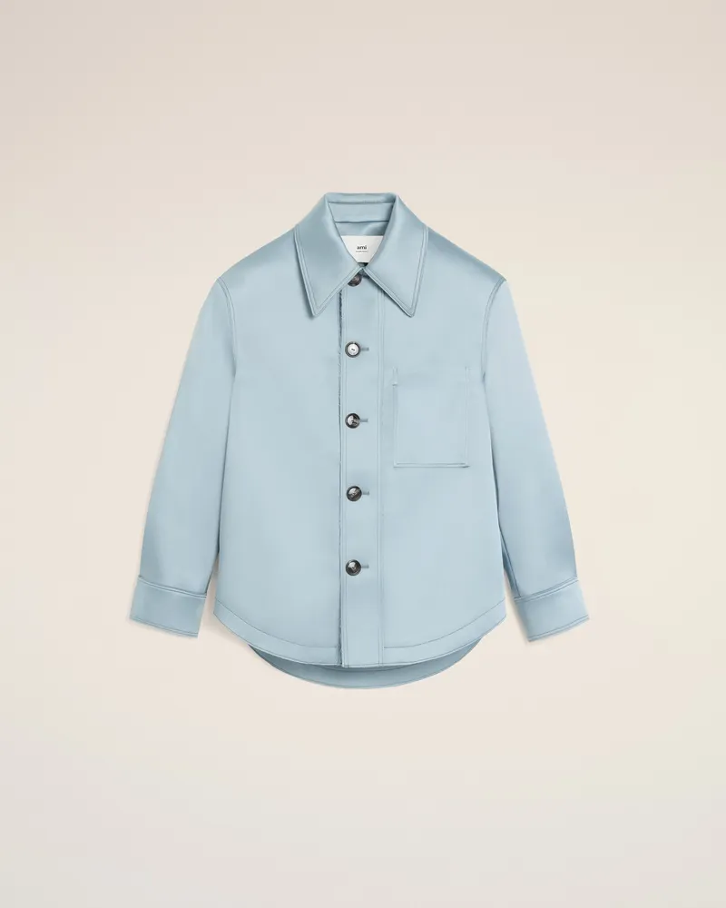AMI Paris Ami De Coeur Jacke mit Knöpfen aus Satin in Blau Blau Unisex Sky