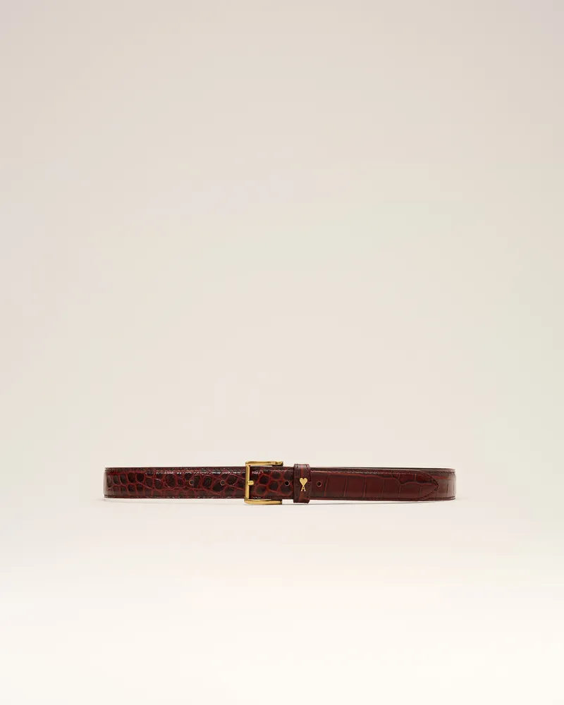 AMI Paris Paris Paris Gürtel aus braunem Krokodil-Kalbsleder 25 mm Braun - Größe Unisex Schokoladenbraun