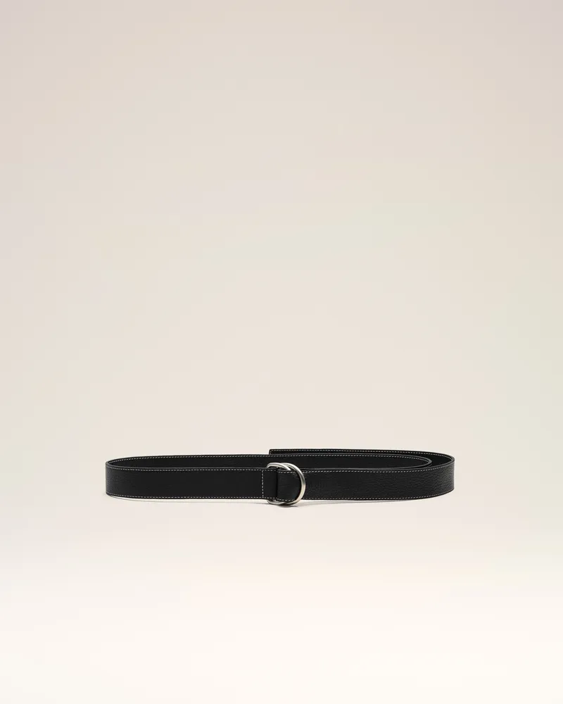 AMI Paris 35 mm Gürtel mit doppelter Schnalle aus geschmeidigem Leder in Schwarz  Schwarz Unisex Schwarz