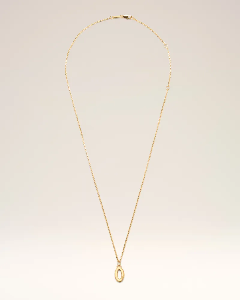 AMI Paris Halskette mit Anhänger aus goldfarbenem Messing mit gehämmerter „0“ Gelb Unisex Gold