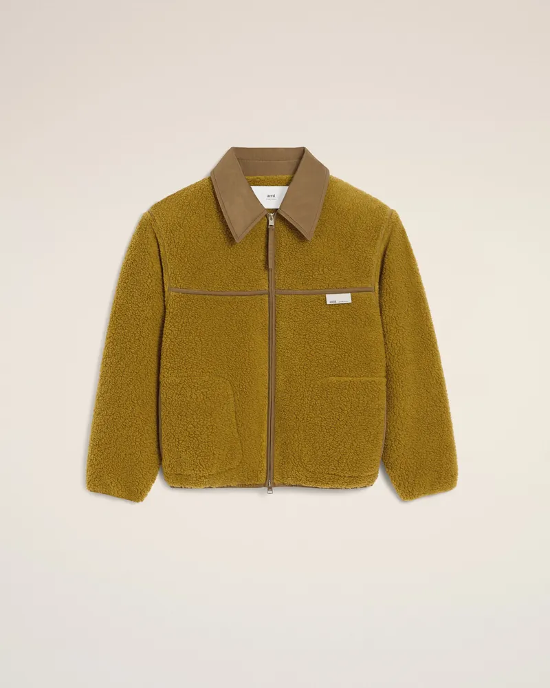 AMI Paris Jacke mit Reißverschluss aus grünem Fleece Grün für Herren Lichen