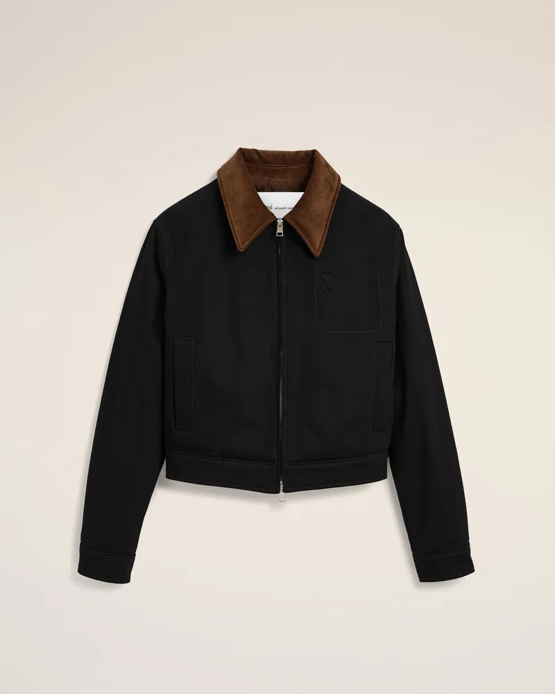 AMI Paris Ami de Coeur Blouson aus schwarzer Baumwolle Schwarz - Größe für Damen Schwarz