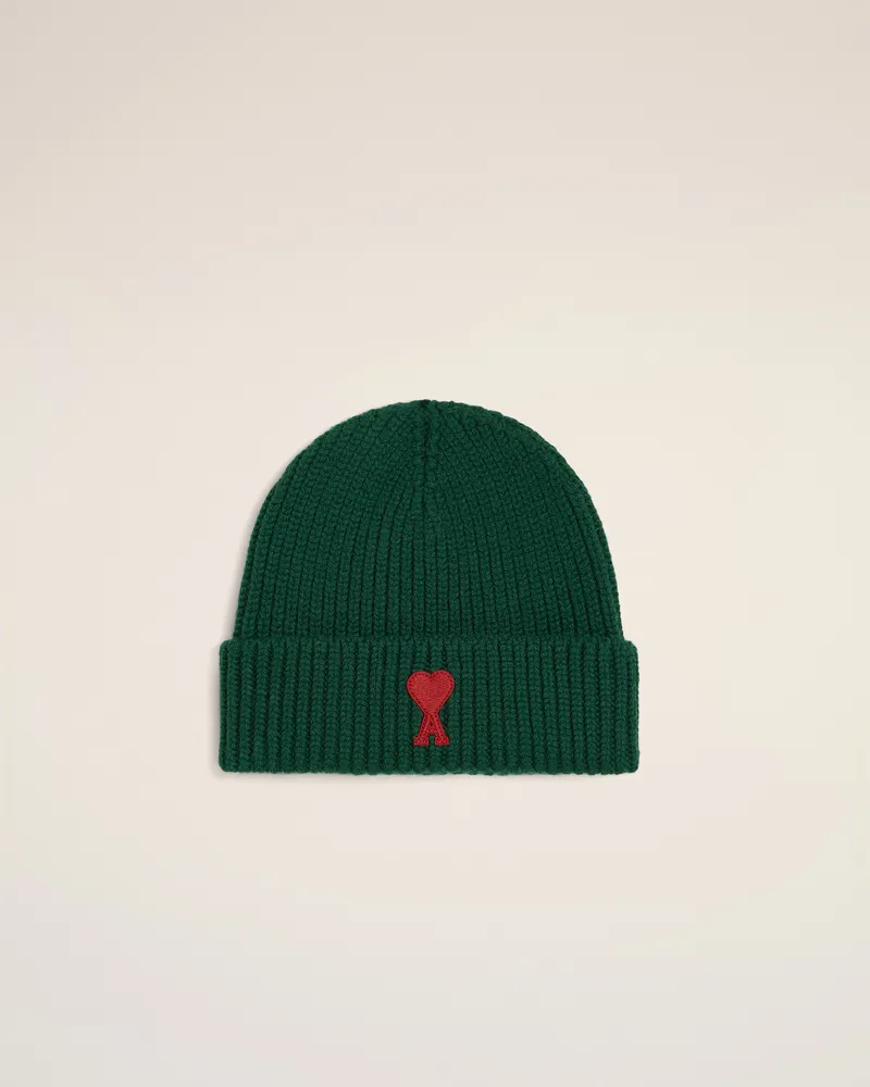 AMI Paris Kinder - Ami de Coeur Beanie aus grüner Wolle Grün - Größe: U Jahre Flaschengrün
