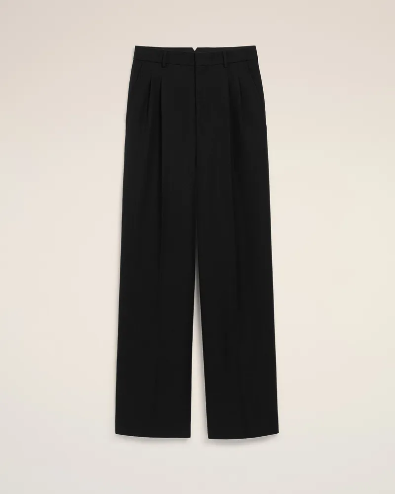 AMI Paris Schwarze Hose aus Schurwolle mit niedriger Taille und weitem Bein Schwarz für Damen Schwarz