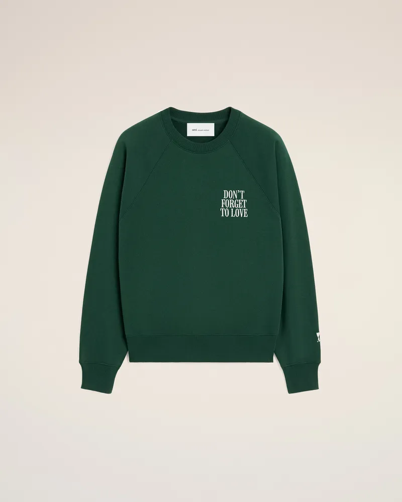 AMI Paris Grünes Sweatshirt aus Baumwolle „Don't forget to love“ Grün - Größe Unisex Bottle