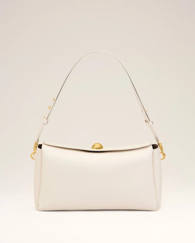 AMI Paris Mittelgroße Carrousel Tasche aus weißem Rindsleder Weiß Unisex Weiss