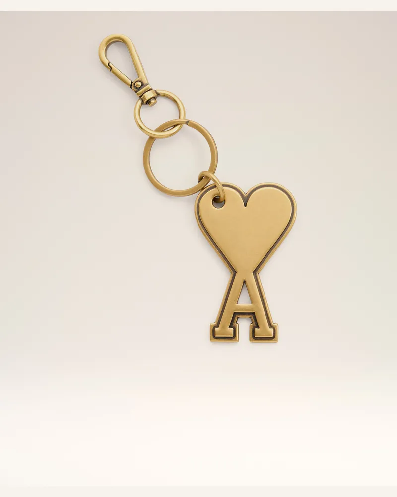 AMI Paris Ami de Coeur Schlüsselanhänger aus goldfarbenem Metall Gelb Unisex Gebürstetes