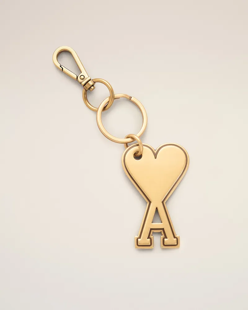 AMI Paris Ami De Coeur Schlüsselanhänger aus goldfarbenem Metall Gelb Unisex Gebürstetes