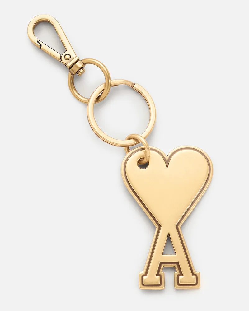 AMI Paris Ami de Coeur Schlüsselanhänger aus goldfarbenem Metall Gelb Unisex Gebürstetes