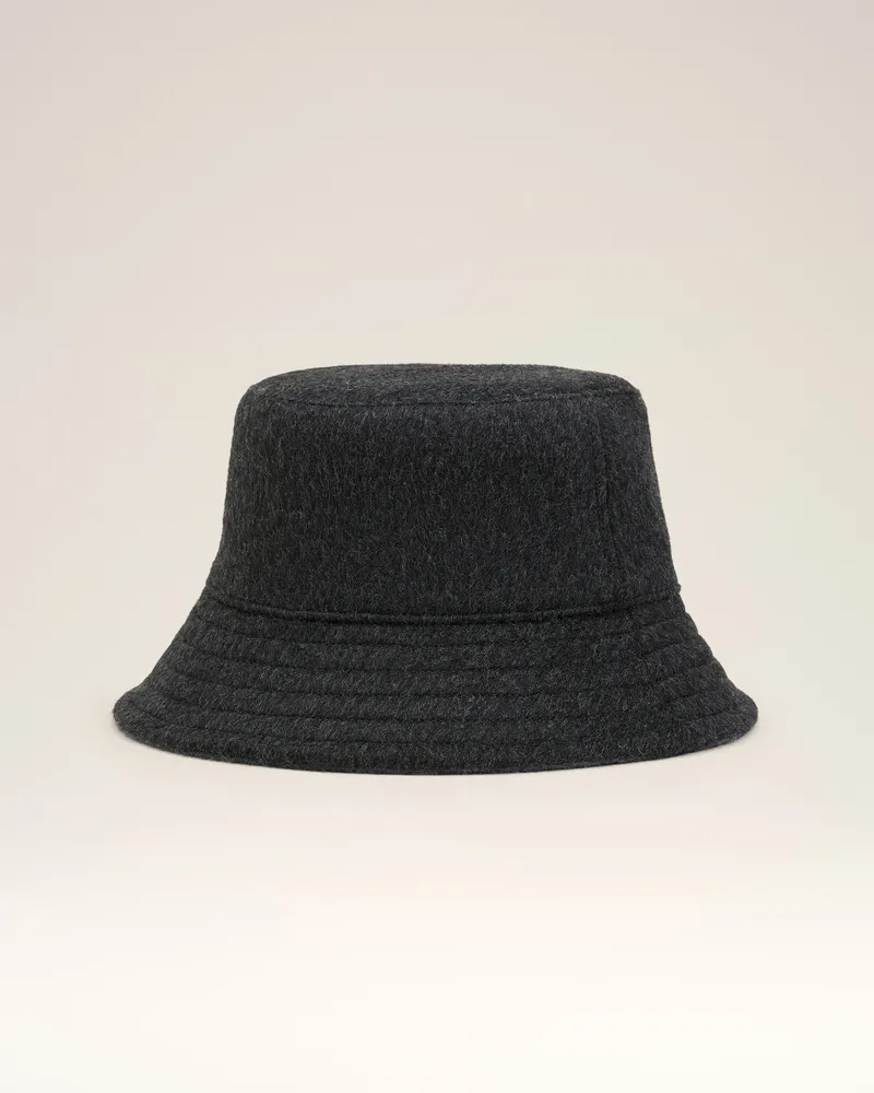 AMI Paris Geprägter Ami de Coeur Fischerhut aus Wolle in Schwarz Grau Unisex Anthrazit