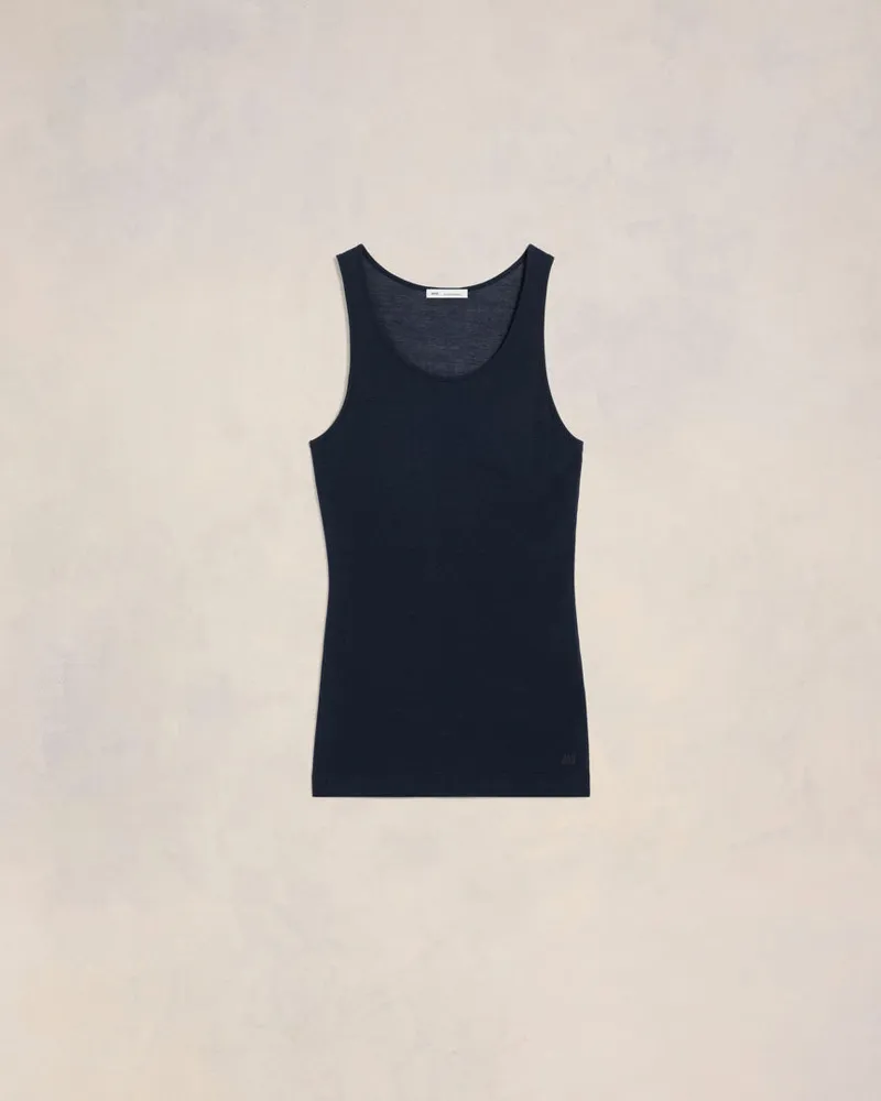 AMI Paris Tief ausgeschnittenes Tanktop Blau - Größe für Damen Navyblau