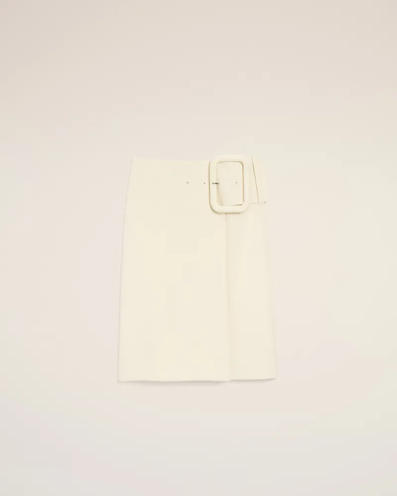 AMI Paris Weißer Midirock aus Schurwolle mit breitem Gürtel und Schnalle Weiß für Damen Weiss