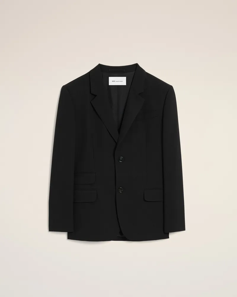 AMI Paris Gerade geschnittener Blazer aus schwarzer Wolle mit Einreiher-Verschluss Schwarz für Herren Schwarz