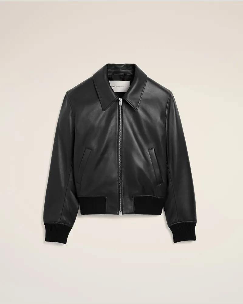 AMI Paris Blouson aus schwarzem Lammleder Schwarz - Größe für Herren Schwarz