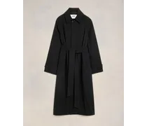 Langer Mantel mit Gürtel Schwarz