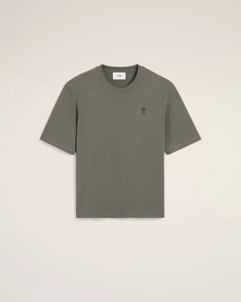 AMI Paris Ami de Coeur T-Shirt aus Baumwolle in Taupe Grau Unisex Smoke