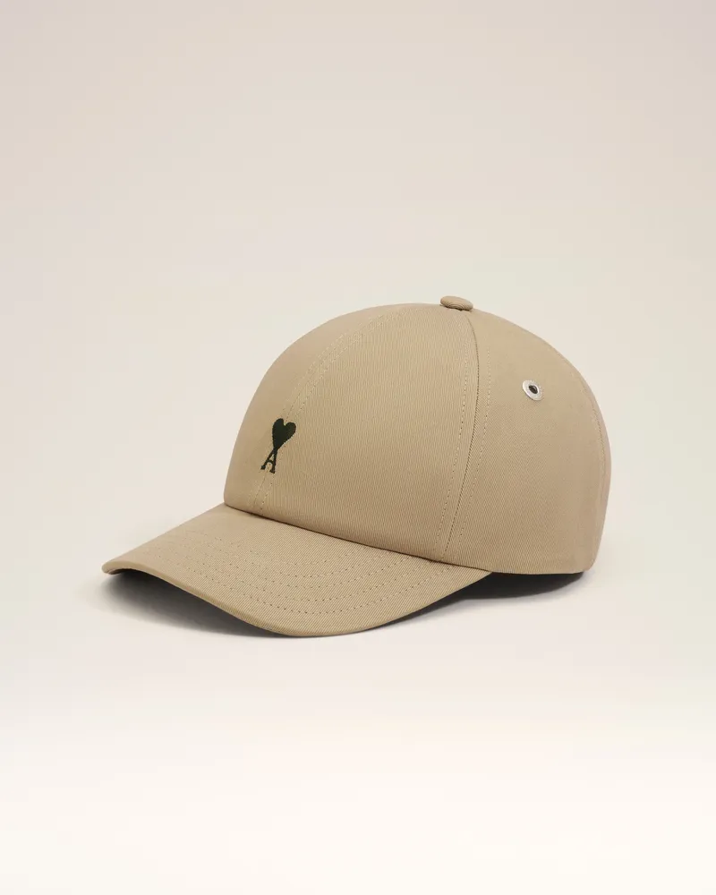 AMI Paris Ami de Coeur Mütze mit Stickerei aus Baumwolle in Beige Beige Unisex Taupegrau