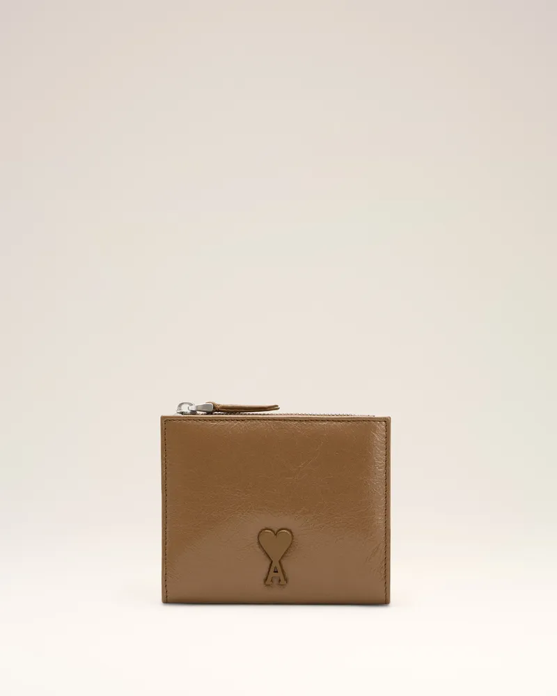 AMI Paris Voulez-Vous gefaltete Brieftasche aus braunem Glattleder Braun Unisex Hazelnut