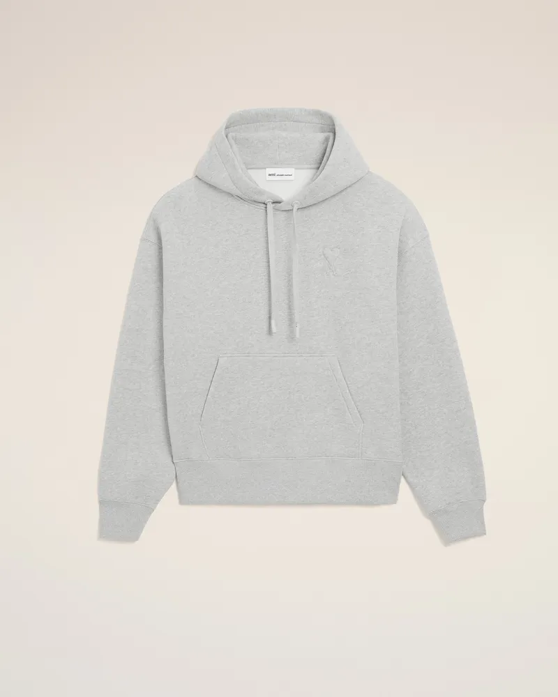 AMI Paris Graues Ami De Coeur Sweatshirt aus Baumwolle mit Prägung Grau Unisex Heather