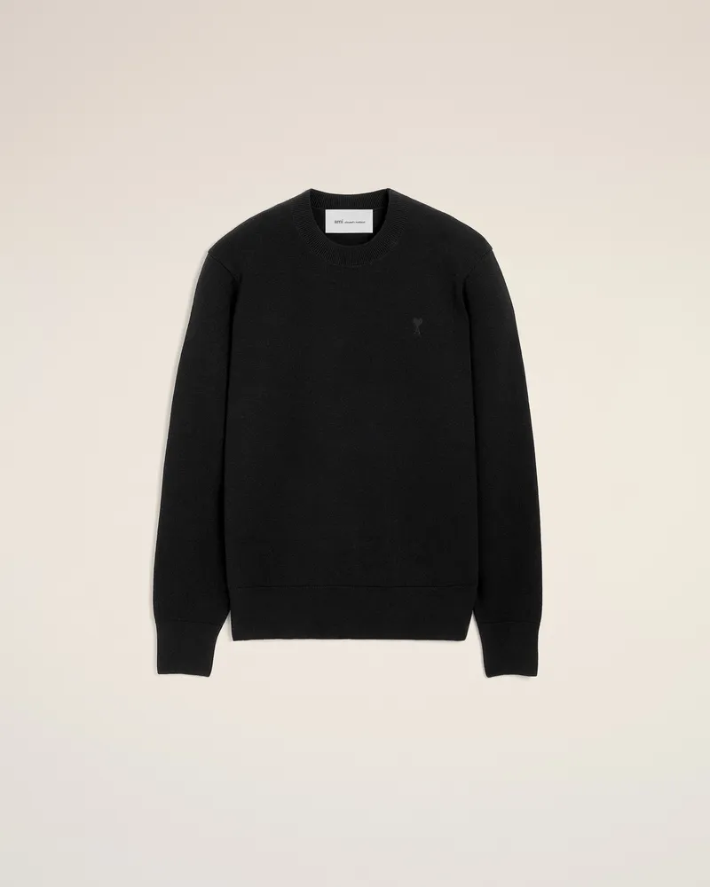AMI Paris Ami de Coeur Pullover aus schwarzer Wolle Schwarz - Größe für Herren Schwarz