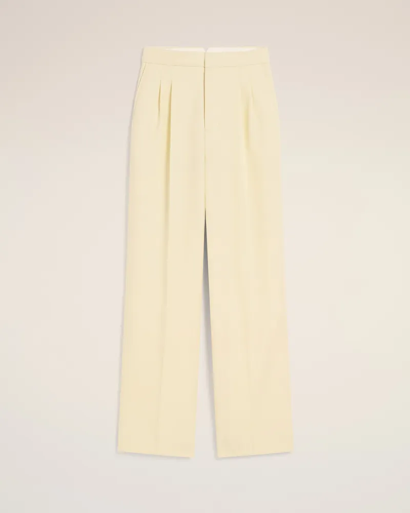 AMI Paris Weite Hose mit hoher Taille aus gelber Wolle Gelb - Größe für Damen Butter
