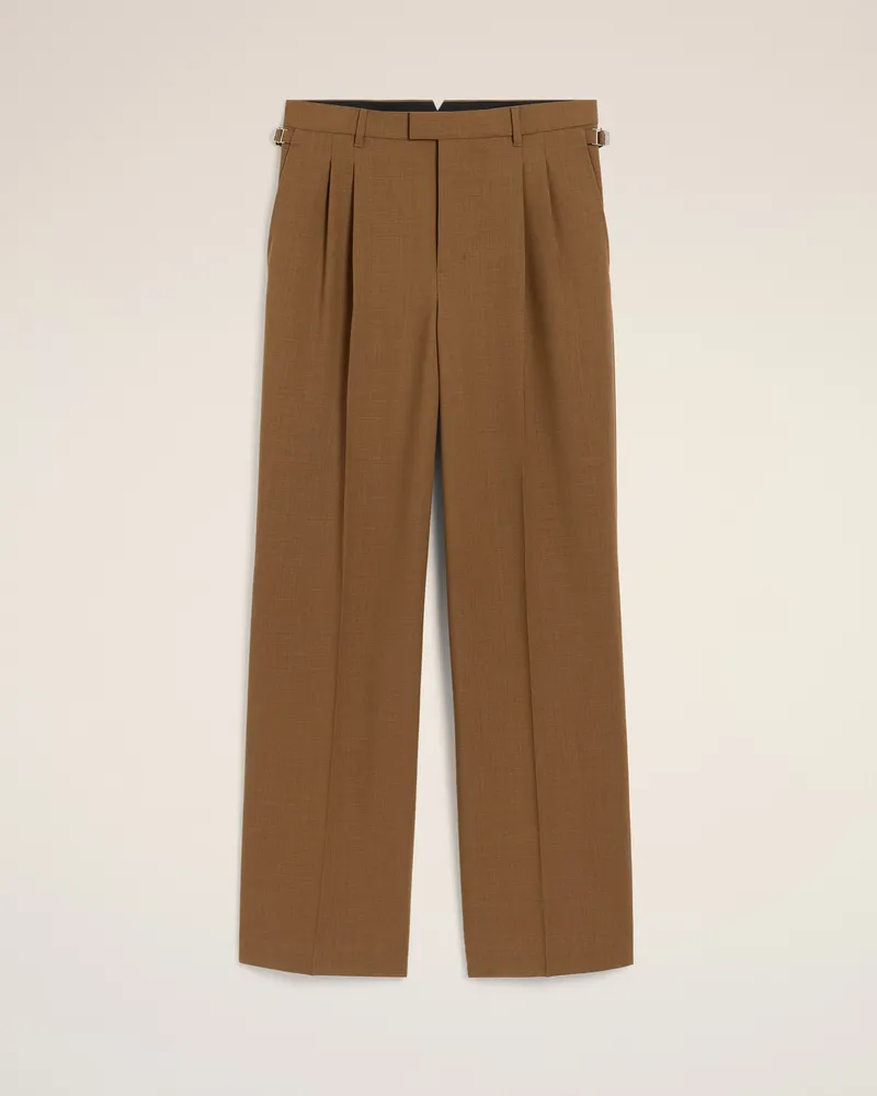 AMI Paris Braune weite Wollhose mit Laschen Braun für Herren Hazelnut