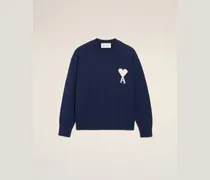 Blauer Pullover aus Wolle und Baumwolle mit Rundhalsausschnitt von Ami De Coeur Blau Unisex