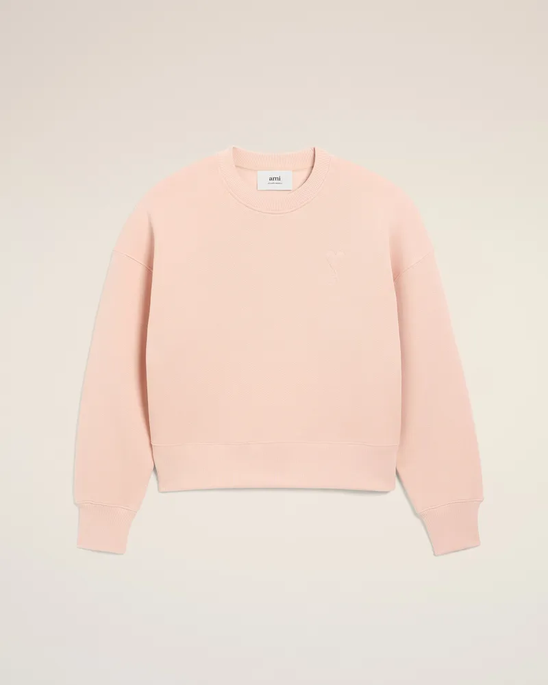 AMI Paris Ami De Coeur Sweatshirt aus rosafarbener Baumwolle Rosa Unisex Powder
